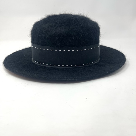 Vintage Mahara Mohair & Wool Wide Brim Hat – Union Made – Black Statement Hat - Picture 7 of 10